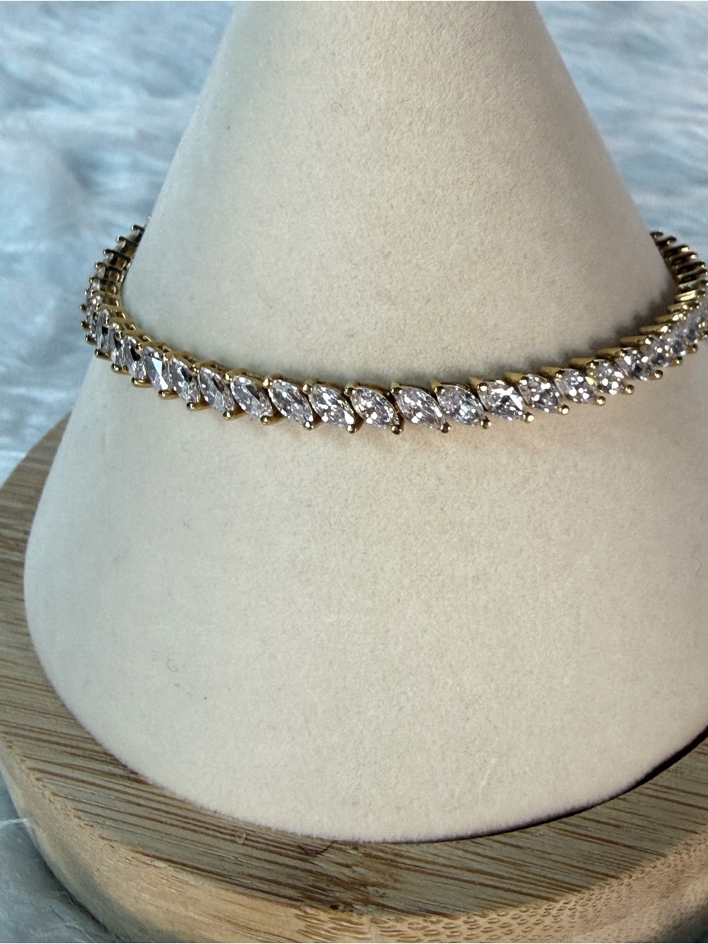 Source Unknown Gold-Tone Marquise CZ Bracelet with Clear Stones - Women Jewelry